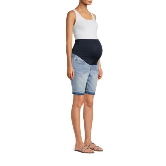 Women's Maternity Denim Bermuda Shorts & 2 Ultra Soft Tank Tops Size M - Picture 3 of 9
